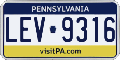 PA license plate LEV9316