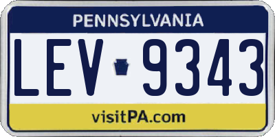 PA license plate LEV9343