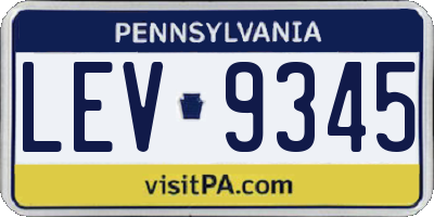 PA license plate LEV9345