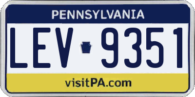 PA license plate LEV9351