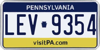 PA license plate LEV9354