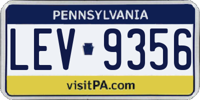 PA license plate LEV9356