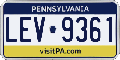 PA license plate LEV9361