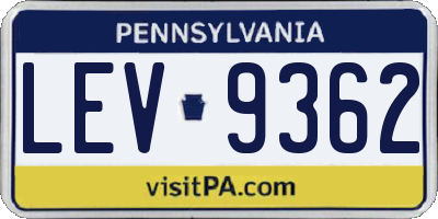 PA license plate LEV9362