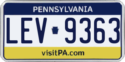 PA license plate LEV9363