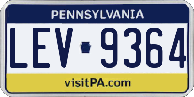 PA license plate LEV9364