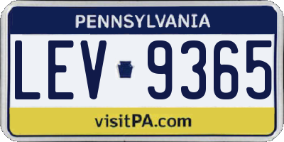 PA license plate LEV9365