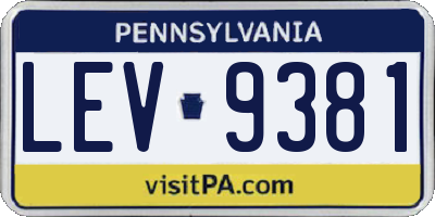 PA license plate LEV9381