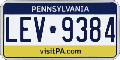 PA license plate LEV9384