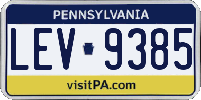 PA license plate LEV9385
