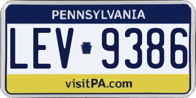 PA license plate LEV9386