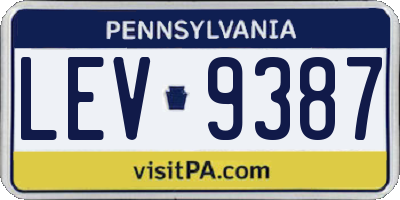 PA license plate LEV9387