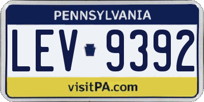 PA license plate LEV9392