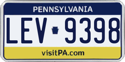 PA license plate LEV9398