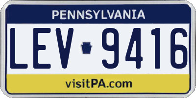 PA license plate LEV9416