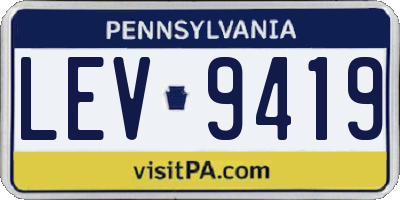 PA license plate LEV9419