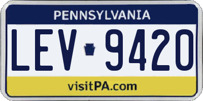 PA license plate LEV9420
