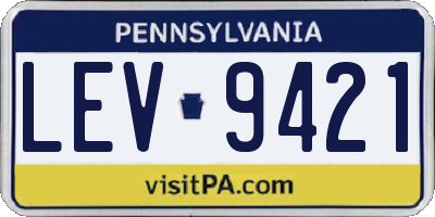 PA license plate LEV9421
