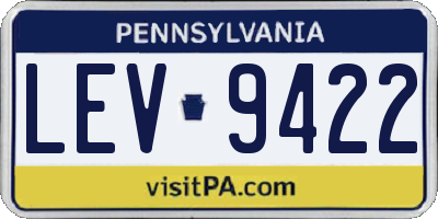PA license plate LEV9422