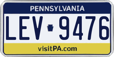 PA license plate LEV9476