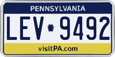 PA license plate LEV9492