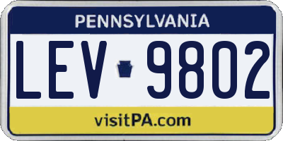 PA license plate LEV9802