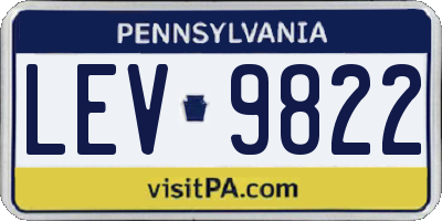 PA license plate LEV9822