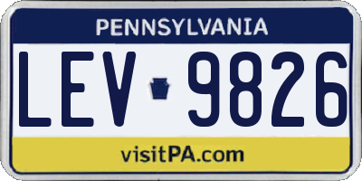 PA license plate LEV9826