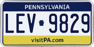 PA license plate LEV9829