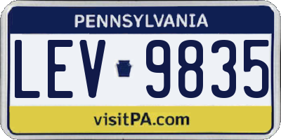 PA license plate LEV9835