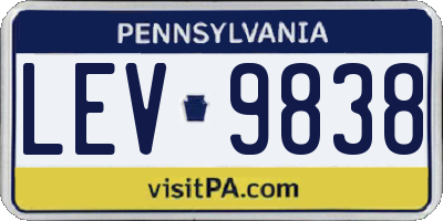 PA license plate LEV9838
