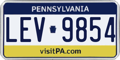 PA license plate LEV9854
