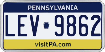 PA license plate LEV9862