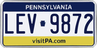 PA license plate LEV9872