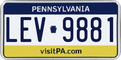 PA license plate LEV9881