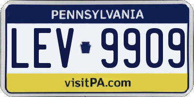 PA license plate LEV9909