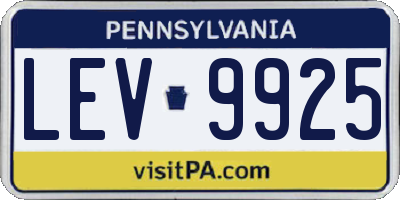 PA license plate LEV9925