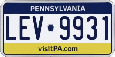 PA license plate LEV9931