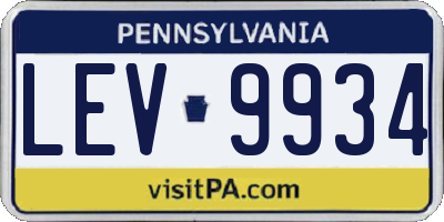 PA license plate LEV9934