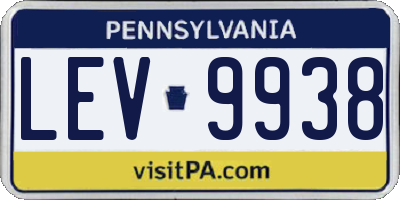 PA license plate LEV9938