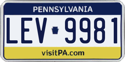 PA license plate LEV9981