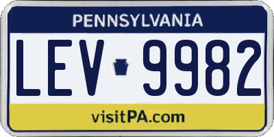 PA license plate LEV9982