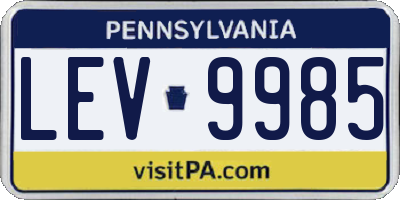 PA license plate LEV9985