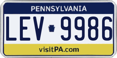 PA license plate LEV9986