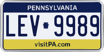 PA license plate LEV9989