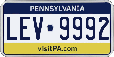 PA license plate LEV9992