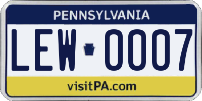 PA license plate LEW0007
