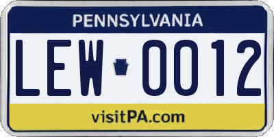 PA license plate LEW0012