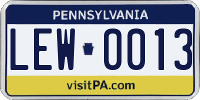 PA license plate LEW0013
