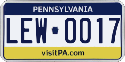 PA license plate LEW0017